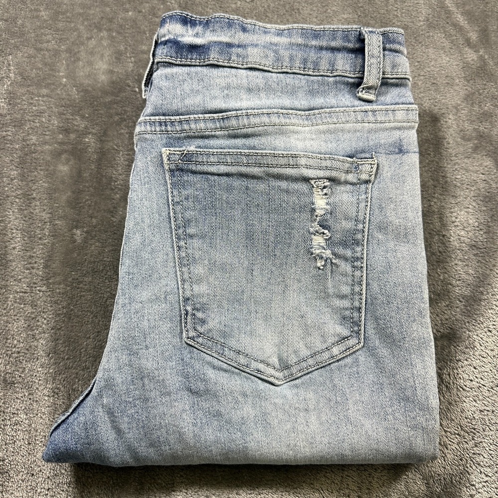 Pink Lily Jeans Womens‎ 9 Blue Distressed Raw Hem Skinny Mom Denim